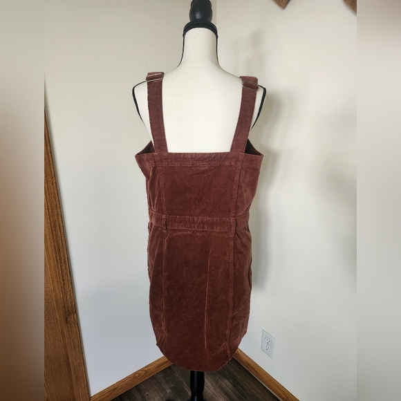 American Eagle Outfitters Brown Corduroy Sheath Jumper Overalls Dress - Picture 3 of 5